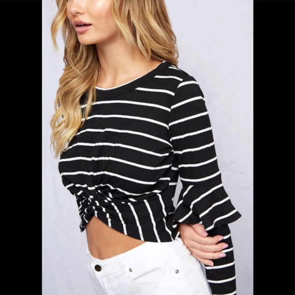 Peach Love California Striped Knit Crop Top - Picture 4 of 8